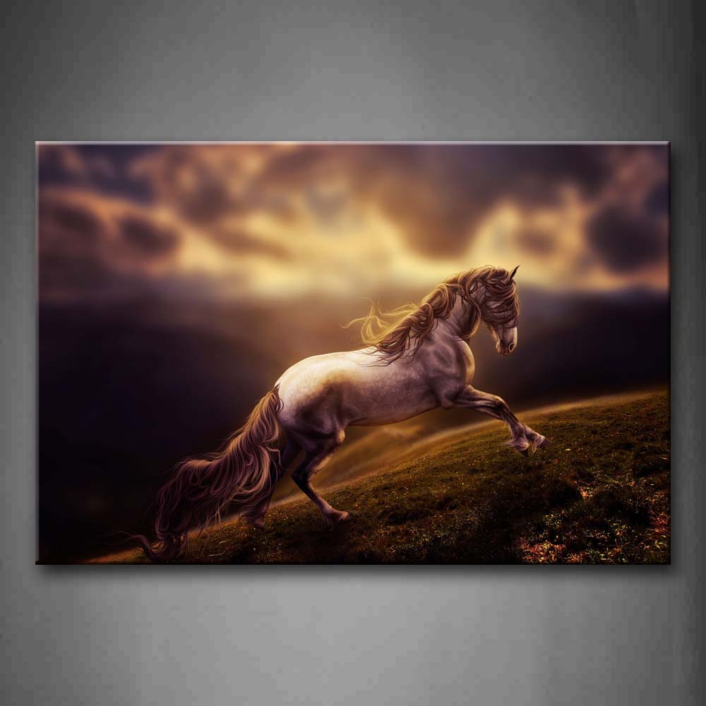 Horse Running On Grass  Wall Art Painting The Picture Print On Canvas Animal Pictures For Home Decor Decoration Gift 