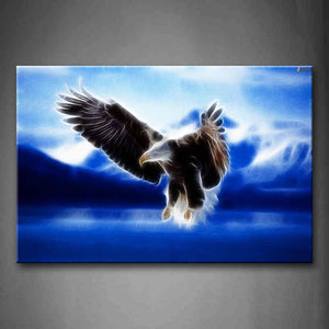 Blue Bald Eagle Flying With Mountain Wall Art Painting The Picture Print On Canvas Animal Pictures For Home Decor Decoration Gift 