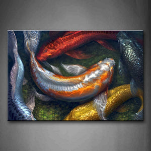 Colorful Koi Swimming In Water Wall Art Painting The Picture Print On Canvas Animal Pictures For Home Decor Decoration Gift 