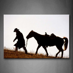 Horse Walking With Penple In Grass Wall Art Painting Pictures Print On Canvas Animal The Picture For Home Modern Decoration 