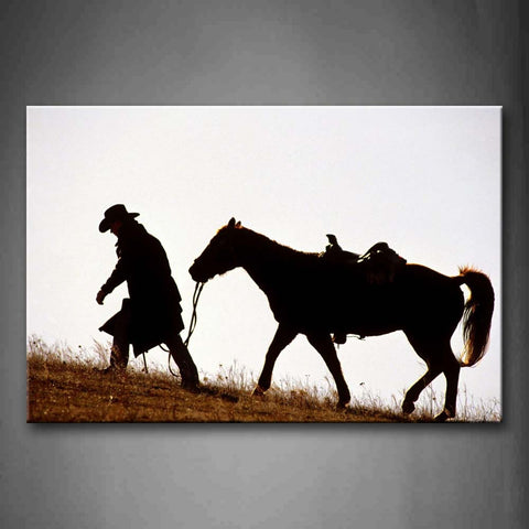 Horse Walking With Penple In Grass Wall Art Painting Pictures Print On Canvas Animal The Picture For Home Modern Decoration 