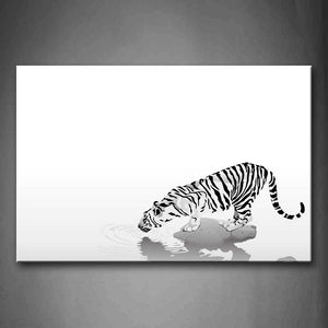 White And Black Tiger Drink Water Wall Art Painting The Picture Print On Canvas Animal Pictures For Home Decor Decoration Gift 