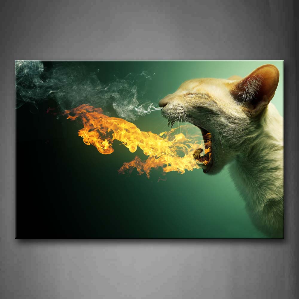 Artistic Openmouth With Fire Wall Art Painting Pictures Print On Canvas Animal The Picture For Home Modern Decoration 