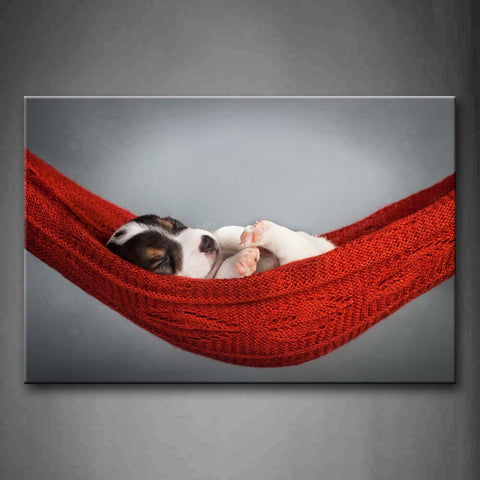 Dog Is Lying On The Red Hammock Wall Art Painting Pictures Print On Canvas Animal The Picture For Home Modern Decoration 