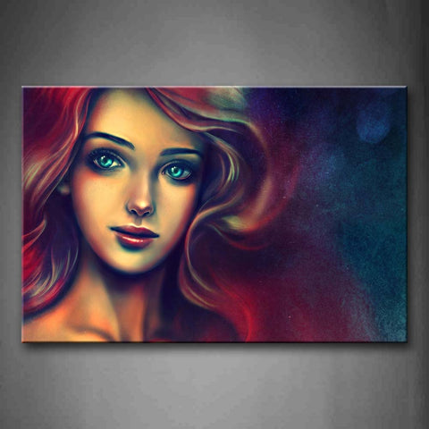 A Beaty With Colorful Hair Wall Art Painting Pictures Print On Canvas People The Picture For Home Modern Decoration 