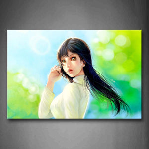 Beautiful Girl With Long Hair Wall Art Painting Pictures Print On Canvas People The Picture For Home Modern Decoration 