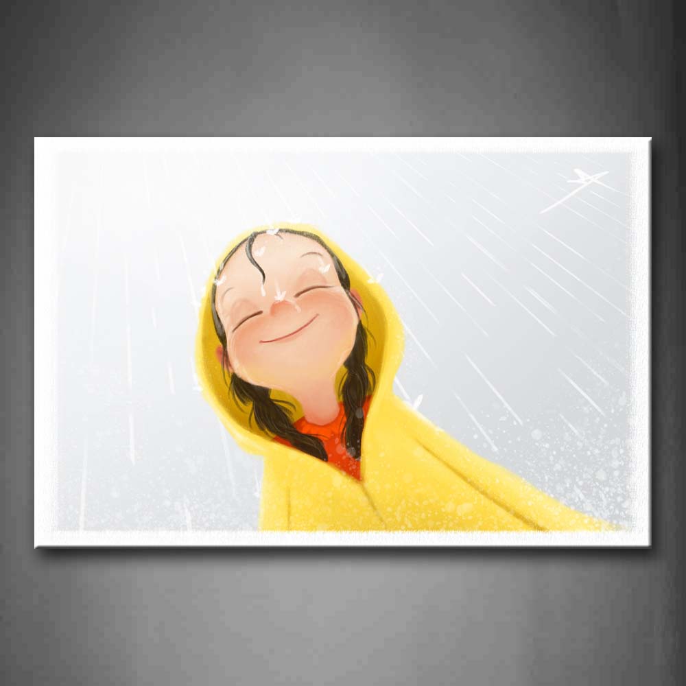 A Smile Girl Wears Yellow Coat Wall Art Painting The Picture Print On Canvas People Pictures For Home Decor Decoration Gift 