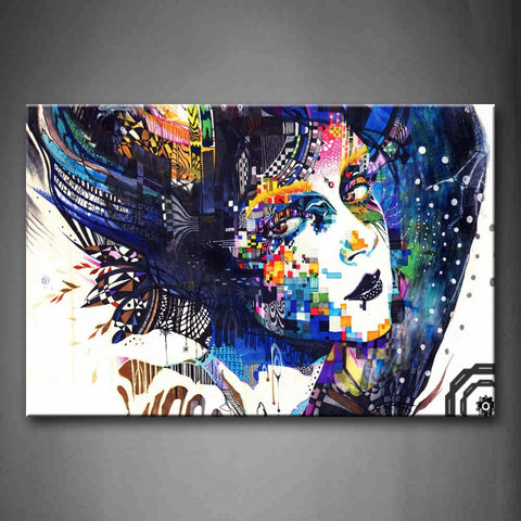 Many Colorful Patterns On Her Face Wall Art Painting The Picture Print On Canvas People Pictures For Home Decor Decoration Gift 