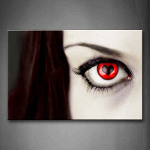 Red Heart Pattern In Her Eye Wall Art Painting Pictures Print On Canvas People The Picture For Home Modern Decoration 