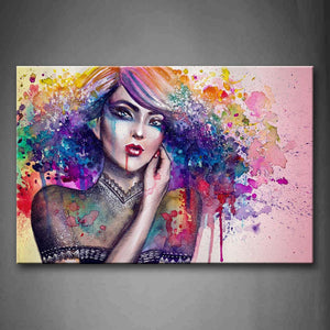 Woman With Colorful Hair Wall Art Painting Pictures Print On Canvas People The Picture For Home Modern Decoration 