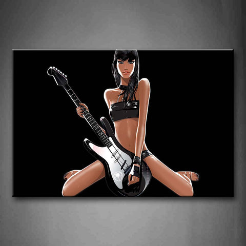 Sexy Girl And A Guitar Wall Art Painting The Picture Print On Canvas People Pictures For Home Decor Decoration Gift 