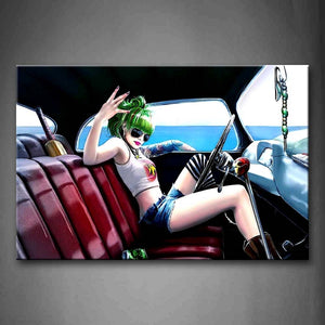 Fashion Girl Incide Car Wall Art Painting Pictures Print On Canvas People The Picture For Home Modern Decoration 