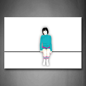 Girl Wears Blue Sweater Wall Art Painting The Picture Print On Canvas People Pictures For Home Decor Decoration Gift 