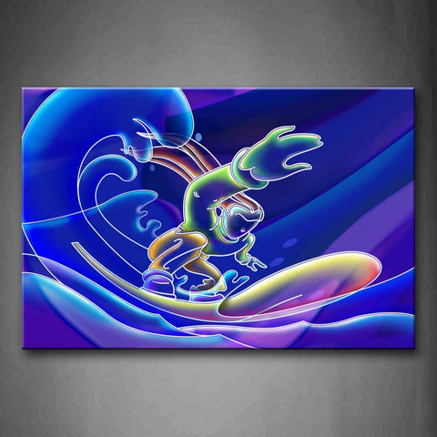 Blue Man Is Surfing Wave Wall Art Painting The Picture Print On Canvas People Pictures For Home Decor Decoration Gift 