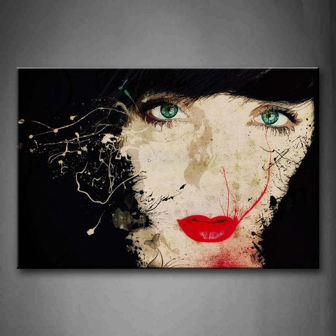 Woman Head Artistic Red Mouth Wall Art Painting Pictures Print On Canvas People The Picture For Home Modern Decoration 