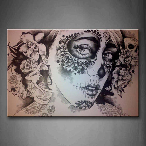 Artistic Woman Head Flower Human Skeleton Wall Art Painting Pictures Print On Canvas People The Picture For Home Modern Decoration 