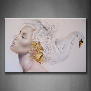 Woman White Swan On Head Wall Art Painting The Picture Print On Canvas People Pictures For Home Decor Decoration Gift 