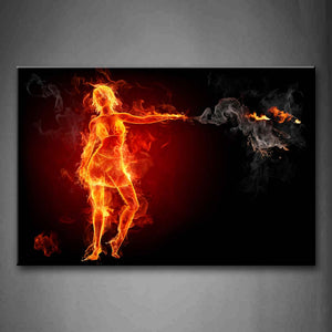 Fire Woman Points At Smoke Wall Art Painting Pictures Print On Canvas People The Picture For Home Modern Decoration 