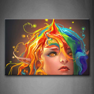 Artistic Girl With Colorful Head Wall Art Painting The Picture Print On Canvas People Pictures For Home Decor Decoration Gift 