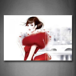 Woman Wear Red Cloth Profile Beautiful Wall Art Painting Pictures Print On Canvas People The Picture For Home Modern Decoration 