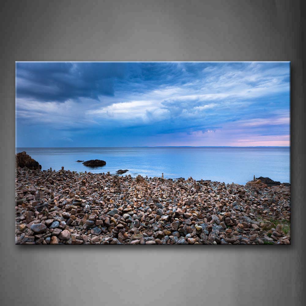 Ocean Many Stones On Beach Wall Art Painting Pictures Print On Canvas Seascape The Picture For Home Modern Decoration 