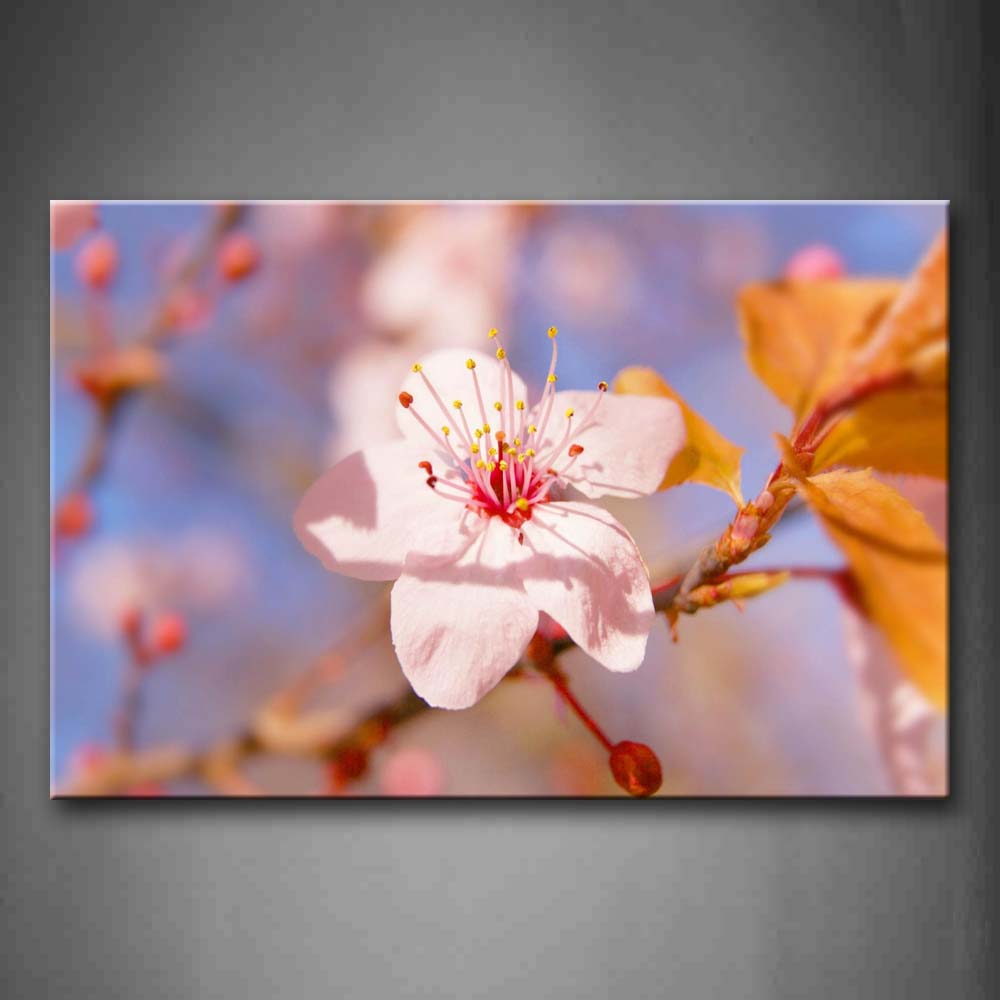 Pink Peach Blossom On Tree Portrait Wall Art Painting The Picture Print On Canvas Flower Pictures For Home Decor Decoration Gift 