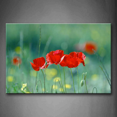 Red Flower In Grass Portrait Wall Art Painting Pictures Print On Canvas Flower The Picture For Home Modern Decoration 