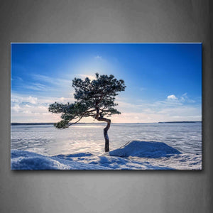 Blue Wide Snowfield Have A Tree Wall Art Painting The Picture Print On Canvas Botanical Pictures For Home Decor Decoration Gift 