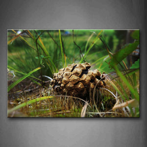 Pine Cone In Grass  Wall Art Painting The Picture Print On Canvas Botanical Pictures For Home Decor Decoration Gift 