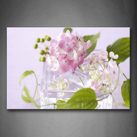 Pink Flower With Leafs In Glass Wall Art Painting Pictures Print On Canvas Flower The Picture For Home Modern Decoration 