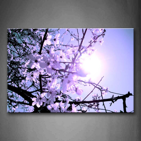 Peach Blossom On Branch Sun Wall Art Painting Pictures Print On Canvas Flower The Picture For Home Modern Decoration 