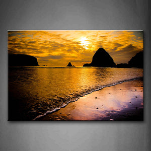 Beach With Mountain At Dusk Wall Art Painting The Picture Print On Canvas Seascape Pictures For Home Decor Decoration Gift 