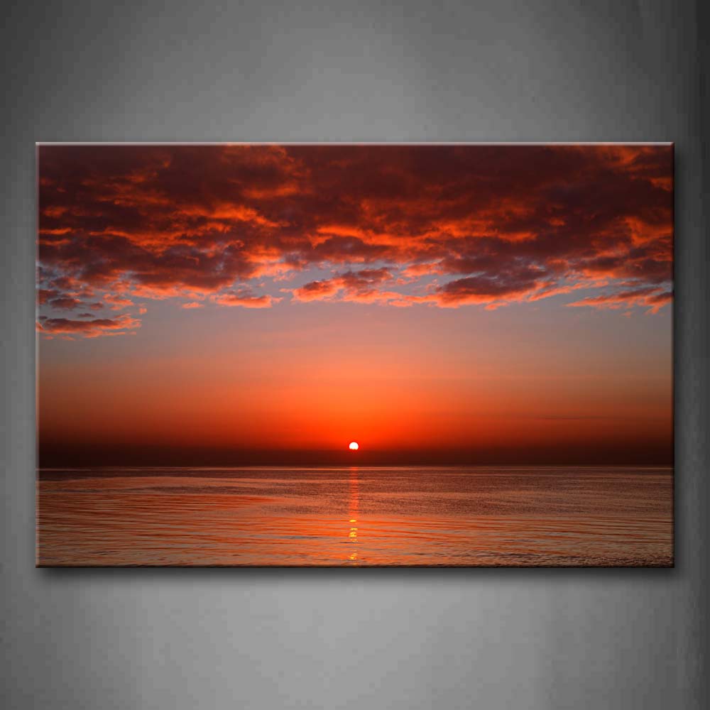 Sun Over Broad Sea Orange Sky Wall Art Painting Pictures Print On Canvas Seascape The Picture For Home Modern Decoration 