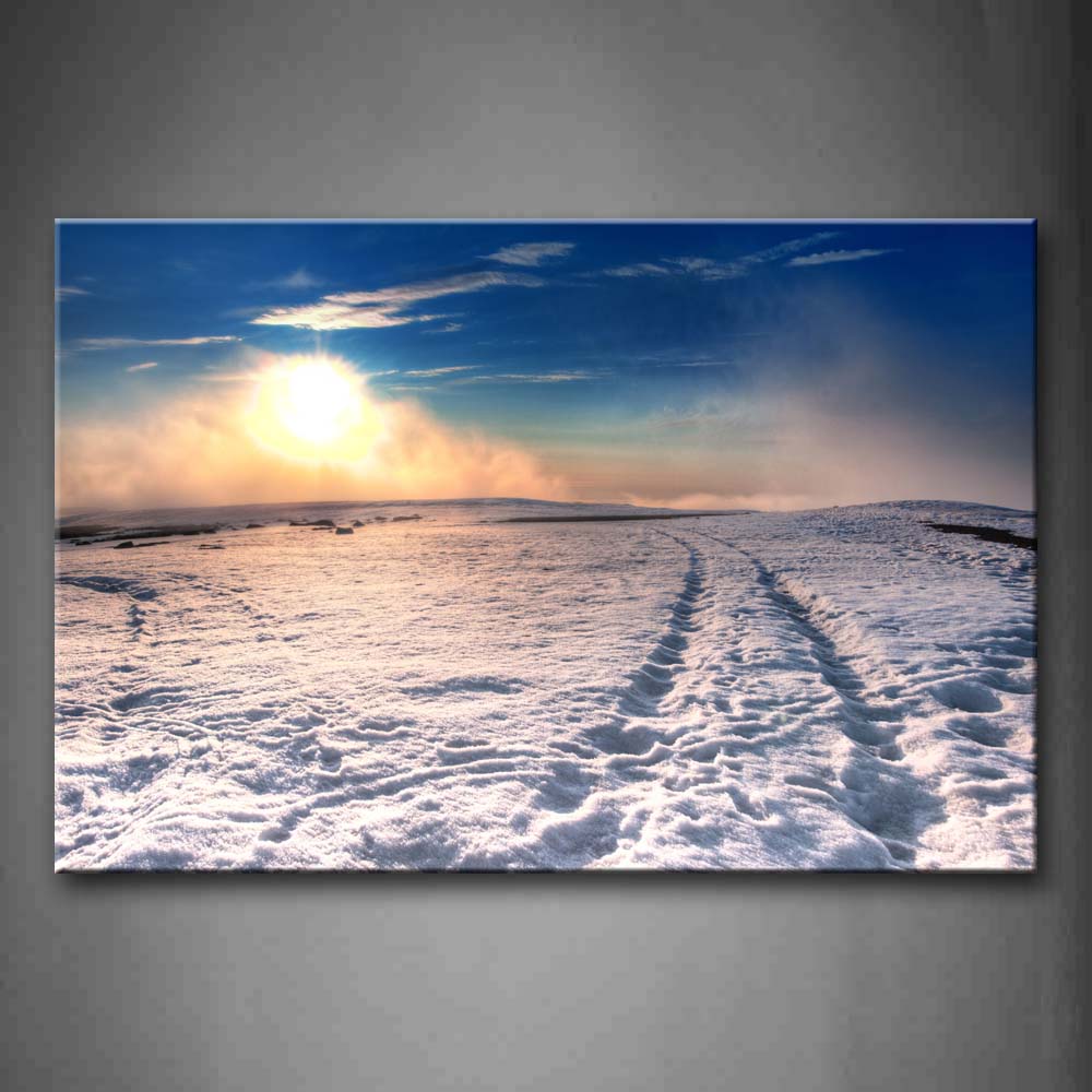 Sun Over Snowfield Car Track Wall Art Painting The Picture Print On Canvas Seascape Pictures For Home Decor Decoration Gift 