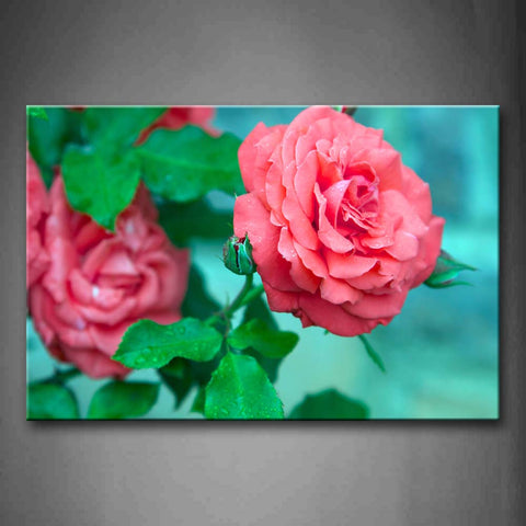 Pink Rose With Green Leafs Wall Art Painting Pictures Print On Canvas Flower The Picture For Home Modern Decoration 