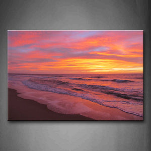 Wide Beach At Sunset Wave Wall Art Painting Pictures Print On Canvas Seascape The Picture For Home Modern Decoration 