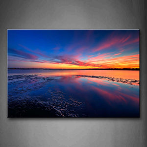 Shallow Sea Sunset Glow Widely Wall Art Painting Pictures Print On Canvas Seascape The Picture For Home Modern Decoration 