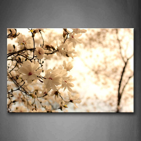 White Flower On Branch Tree Portrait Wall Art Painting The Picture Print On Canvas Botanical Pictures For Home Decor Decoration Gift 