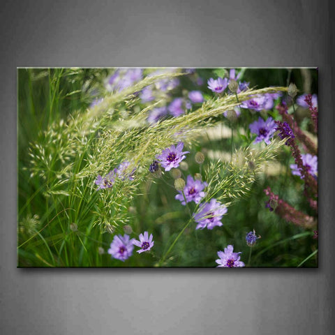White And Purple Flower Covered By Grass Wall Art Painting The Picture Print On Canvas Flower Pictures For Home Decor Decoration Gift 