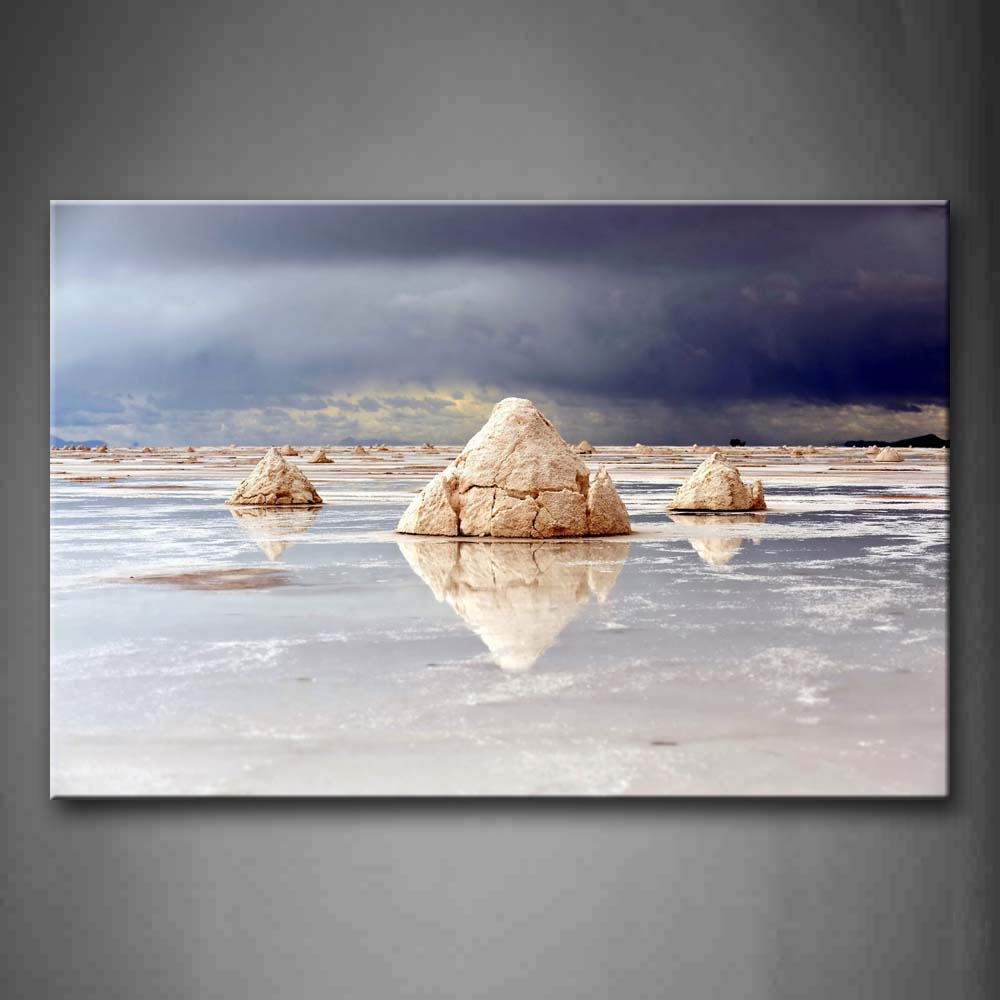 Many Rock On Shallow Sea And Reflect On Sea Wall Art Painting Pictures Print On Canvas Seascape The Picture For Home Modern Decoration 