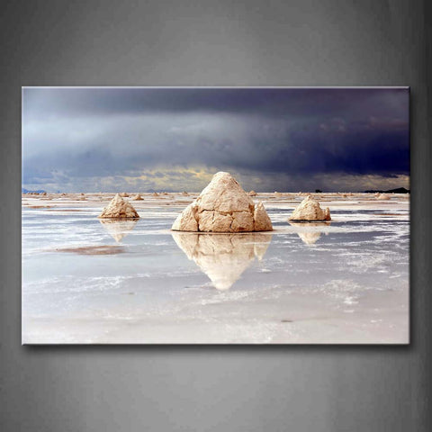 Many Rock On Shallow Sea And Reflect On Sea Wall Art Painting Pictures Print On Canvas Seascape The Picture For Home Modern Decoration 