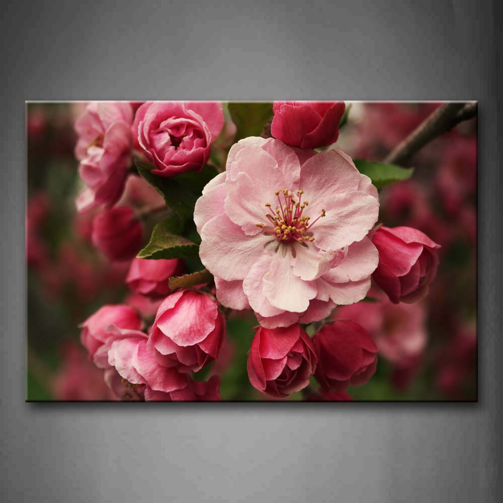 Pink And Red Rose In Branch Wall Art Painting The Picture Print On Canvas Flower Pictures For Home Decor Decoration Gift 