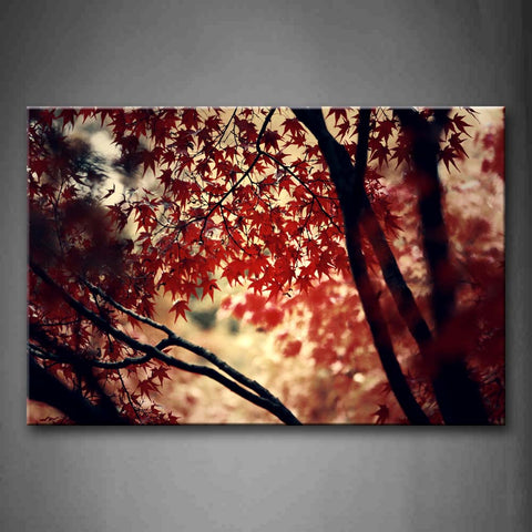 Red Maple Leafs On Tree Wall Art Painting Pictures Print On Canvas Botanical The Picture For Home Modern Decoration 