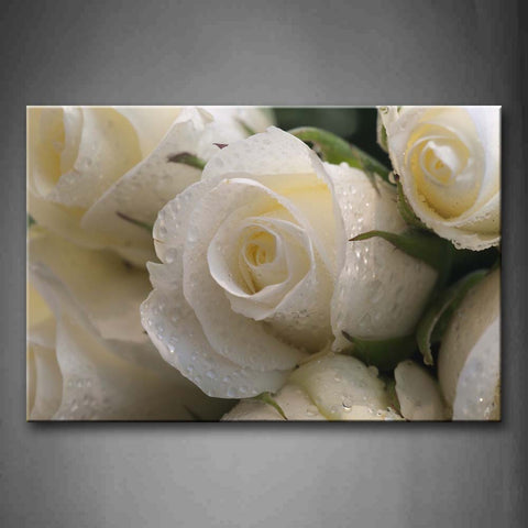 White Rose With Drop Of Water Wall Art Painting The Picture Print On Canvas Flower Pictures For Home Decor Decoration Gift 