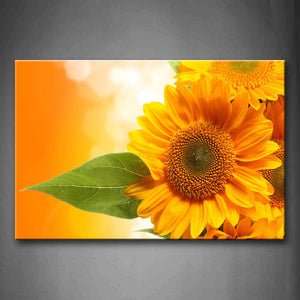 Yellow Sunflower With Leaf Portrait Wall Art Painting Pictures Print On Canvas Flower The Picture For Home Modern Decoration 