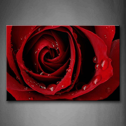 Red Scarlet Rose With Drop Of Water  Wall Art Painting The Picture Print On Canvas Flower Pictures For Home Decor Decoration Gift 
