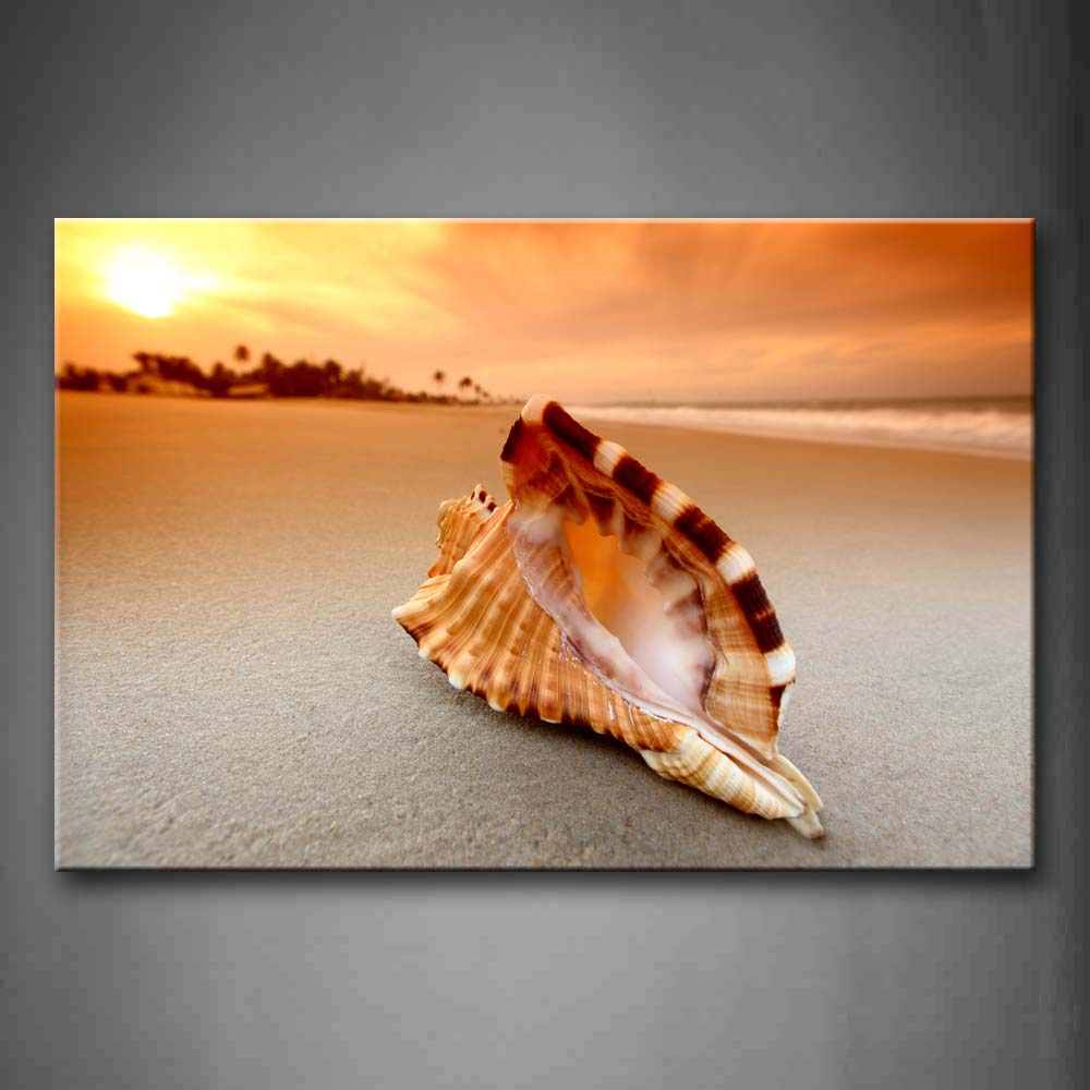 Shell On Beach At Sunset Wall Art Painting The Picture Print On Canvas Seascape Pictures For Home Decor Decoration Gift 