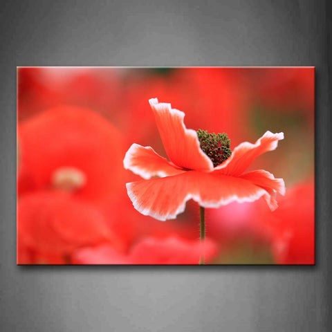 Red Flower With Brown Anther  Wall Art Painting The Picture Print On Canvas Flower Pictures For Home Decor Decoration Gift 