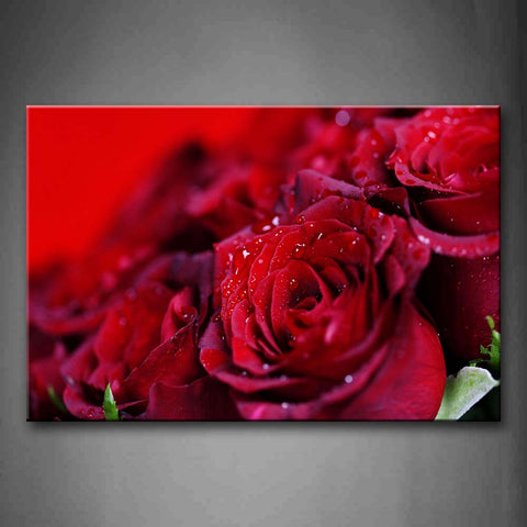 Red Roses With Drop Of Water Wall Art Painting The Picture Print On Canvas Flower Pictures For Home Decor Decoration Gift 