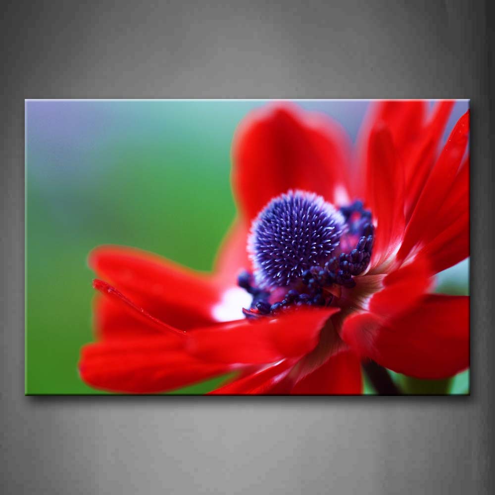 Red Flower With Purple Anther Wall Art Painting The Picture Print On Canvas Flower Pictures For Home Decor Decoration Gift 